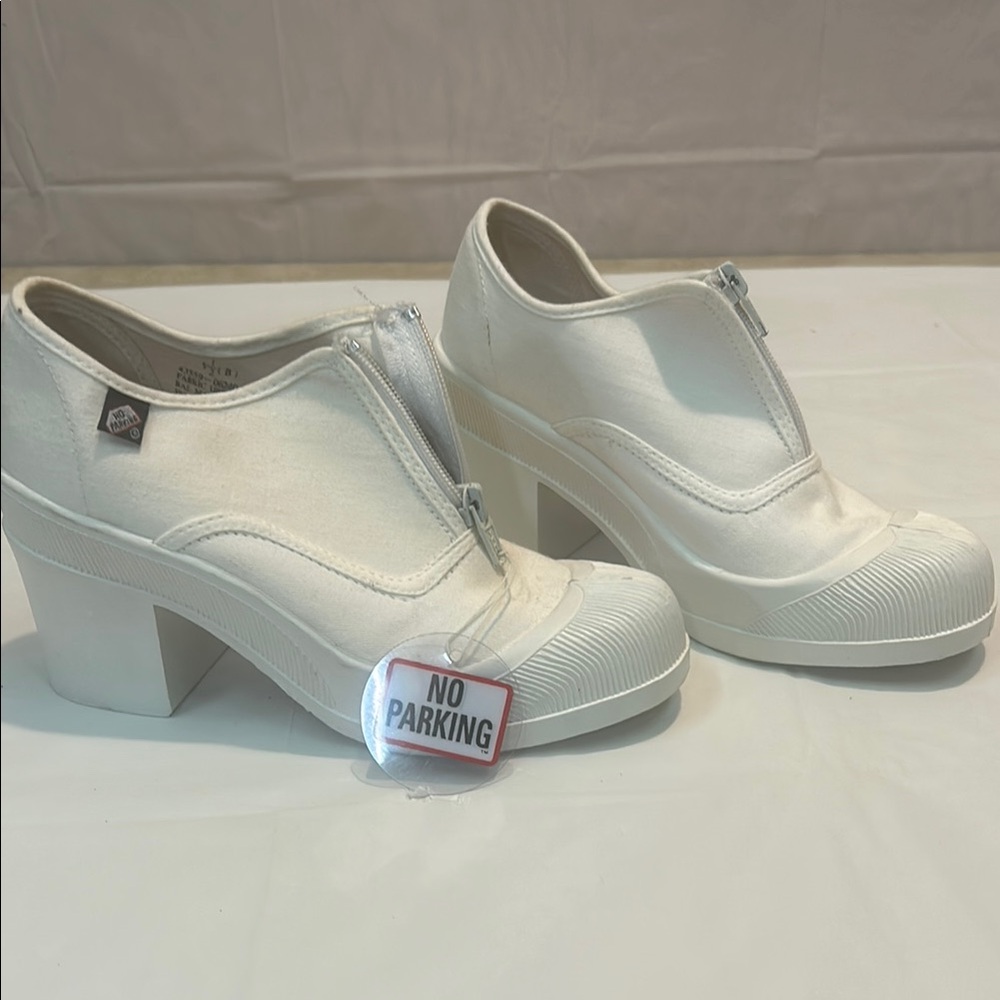 White Platform Chunky Heel Shoes